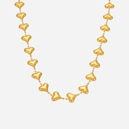 Polished Hollow Heart Necklace Stainless Steel