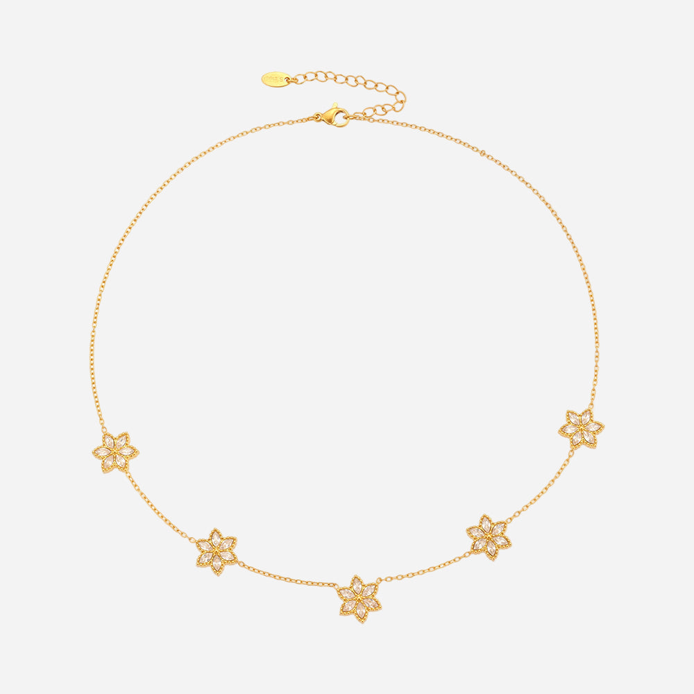 Super Fairy Inlaid 5A Zircon Six-leaf Flower Necklace
