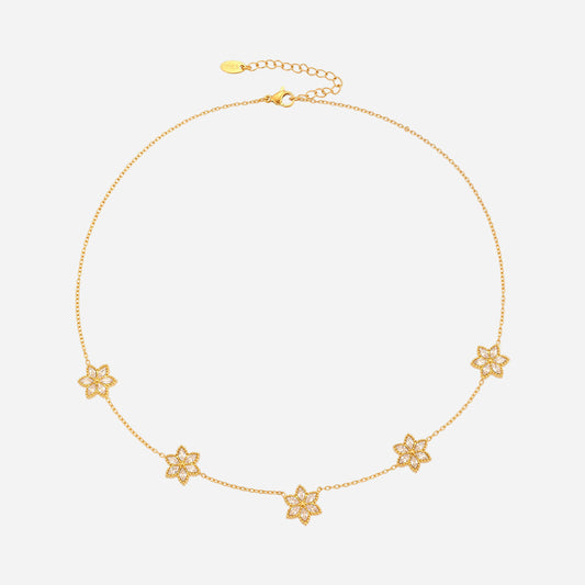 Super Fairy Inlaid 5A Zircon Six-leaf Flower Necklace