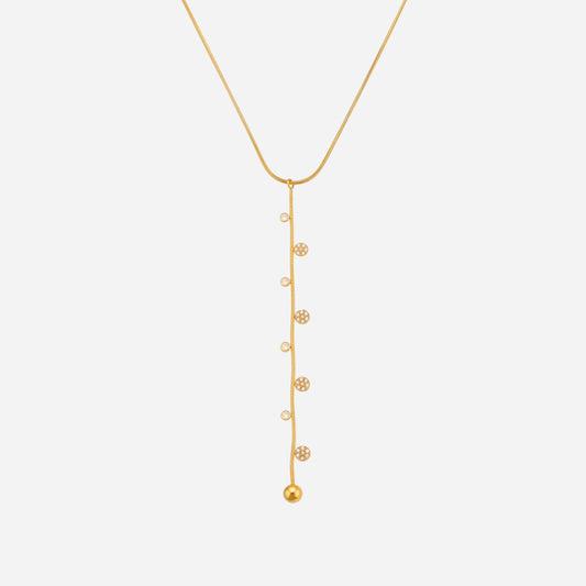 Six-leaf Flower With Zircon Tassels Necklace Stainless Steel