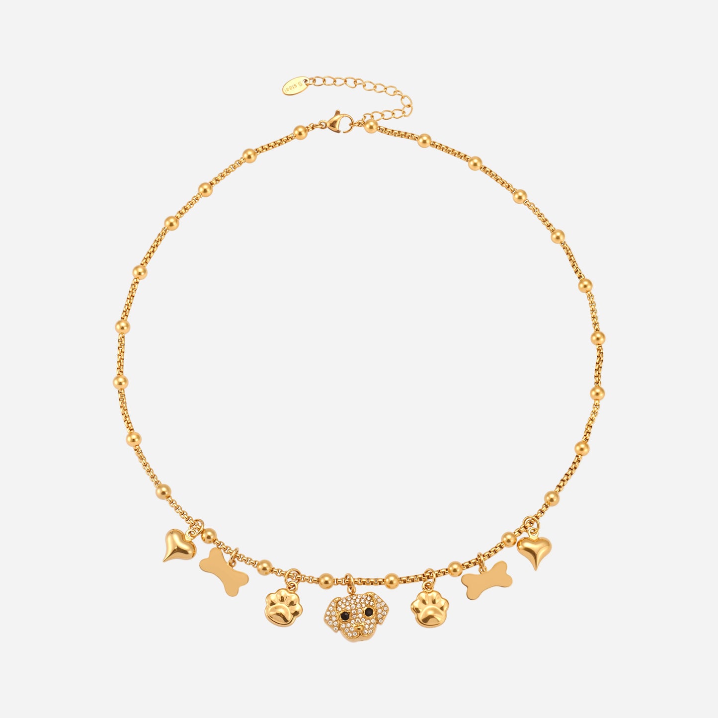 Puppy Zircon Full Diamond Bone DIY Multi-Pendant Bracelet Stainless Steel