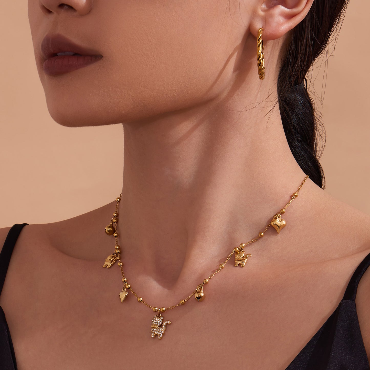 Super Flash 5A Zircon Cat Bell Multi-Accessories DIY Necklace