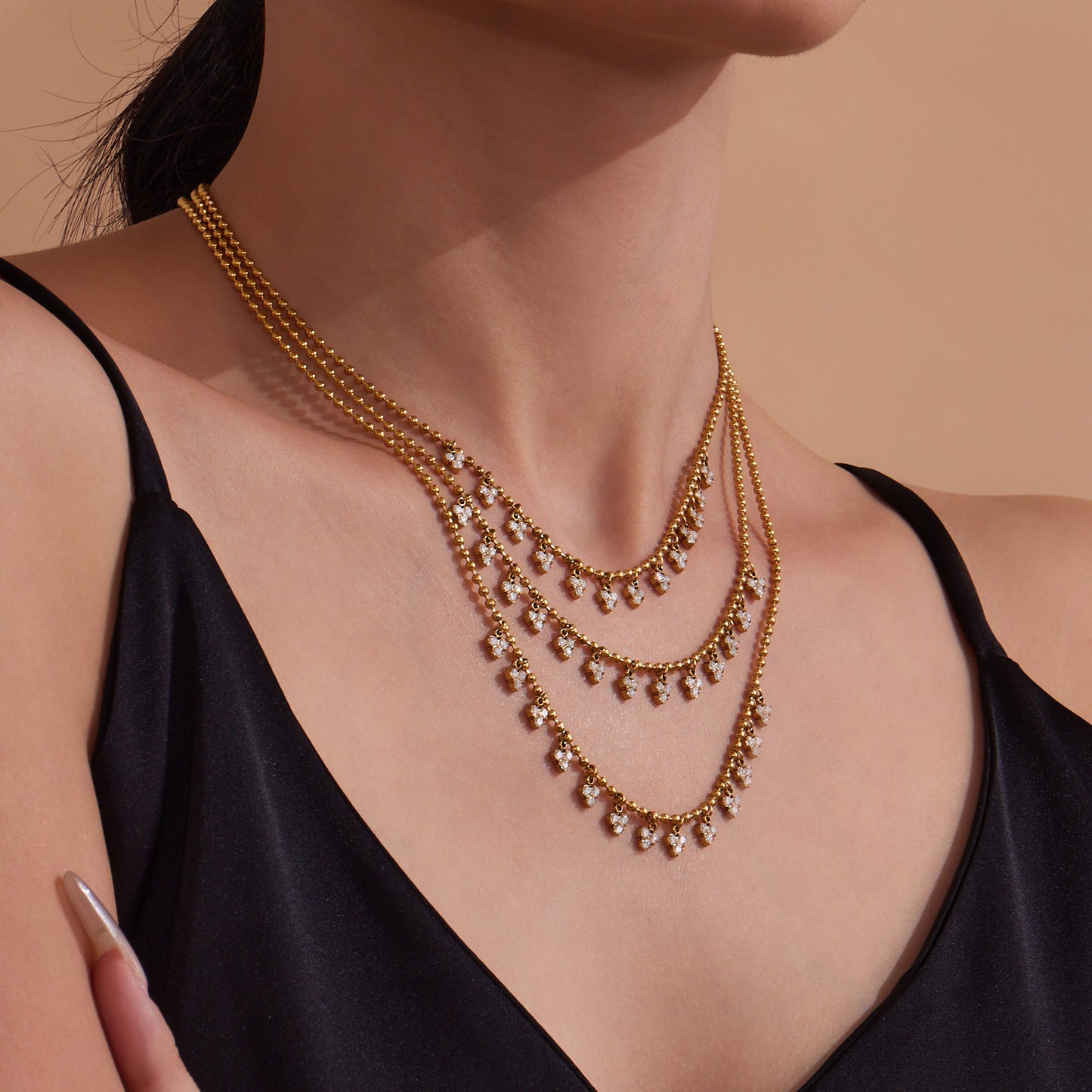 Small Triangular Tassel Small Zircon Stainless Steel Necklace