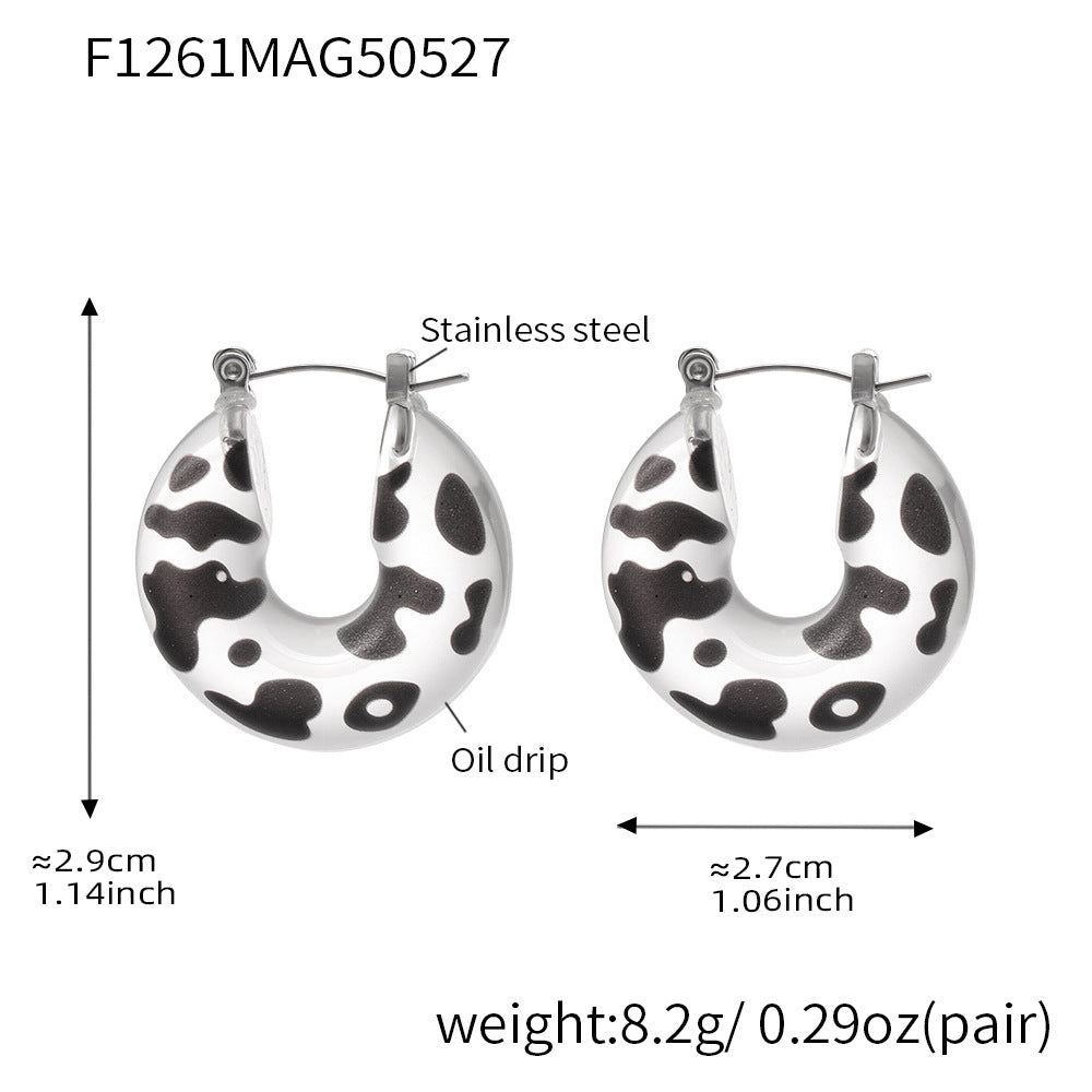 U-shaped leopard print resin earrings