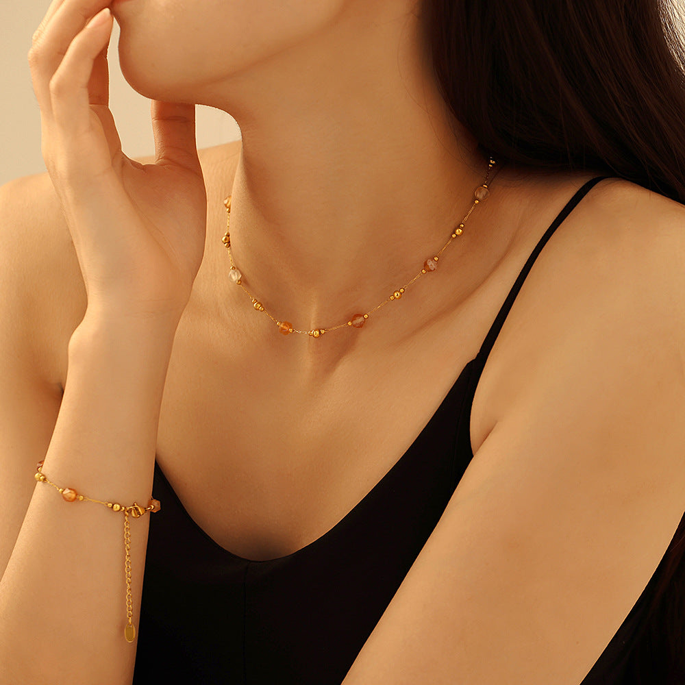 Natural stone bead necklace