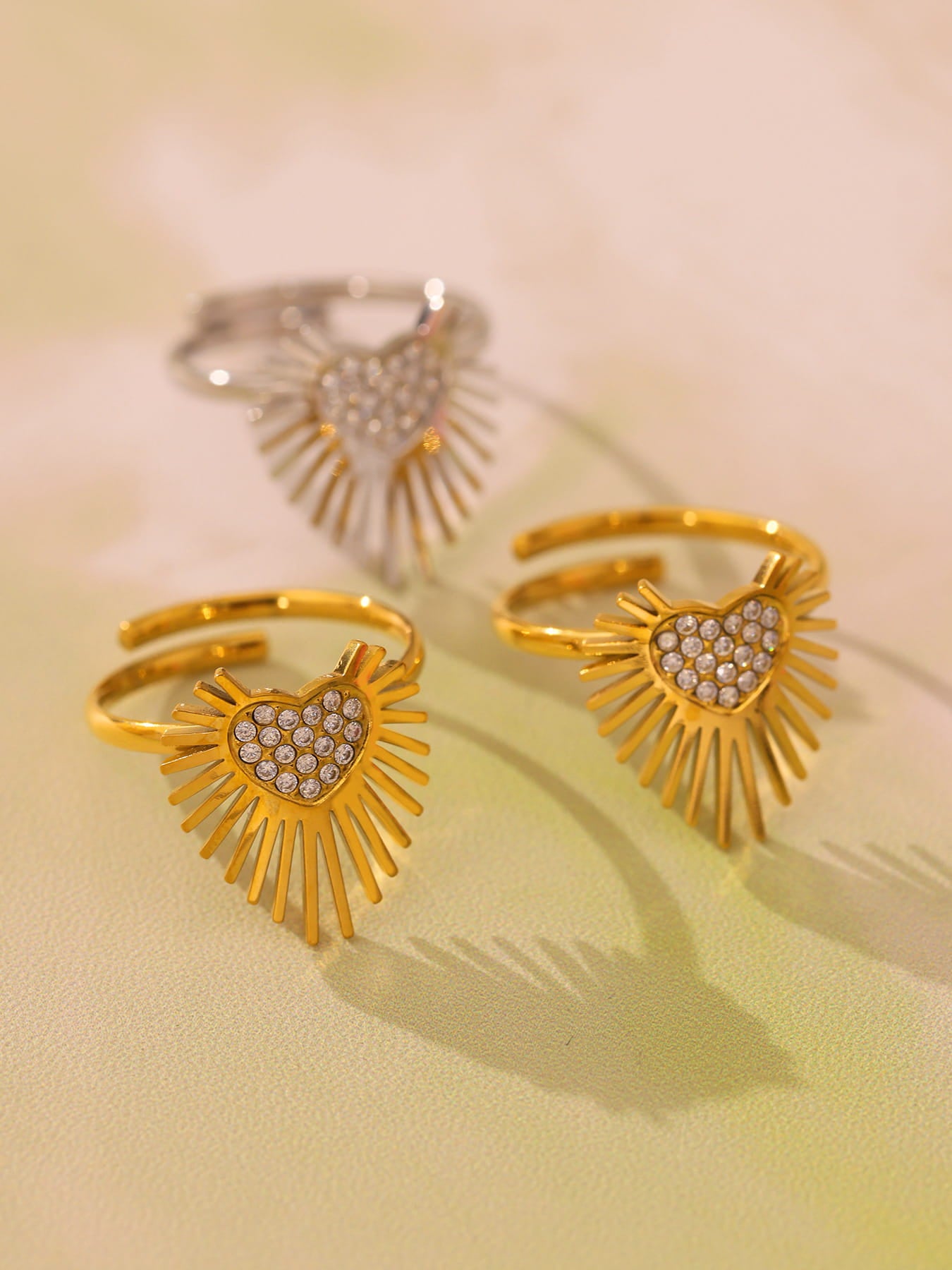 Heart Wing CZ Open Band Ring
