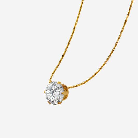Inlaid single zircon necklace
