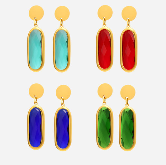 Circular Cut Glass Earrings