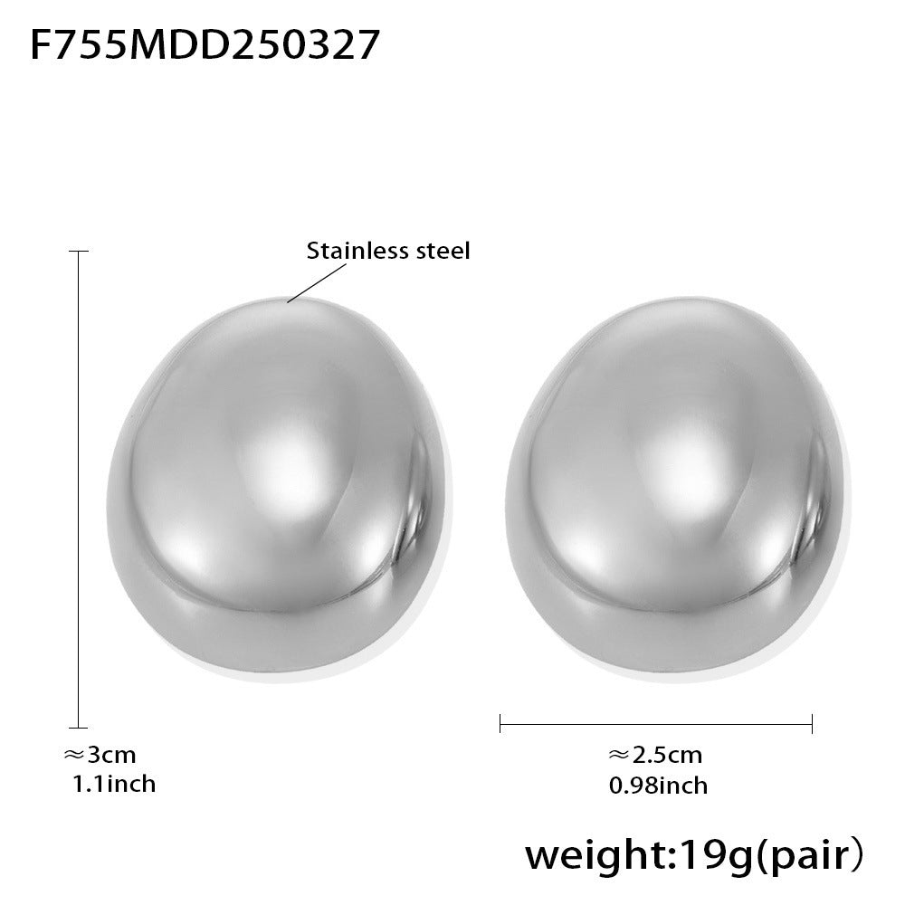 Exaggerated Oval Brushed Earrings - Unique European Style for Women