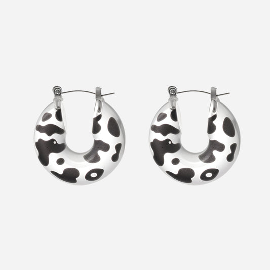 U-shaped leopard print resin earrings