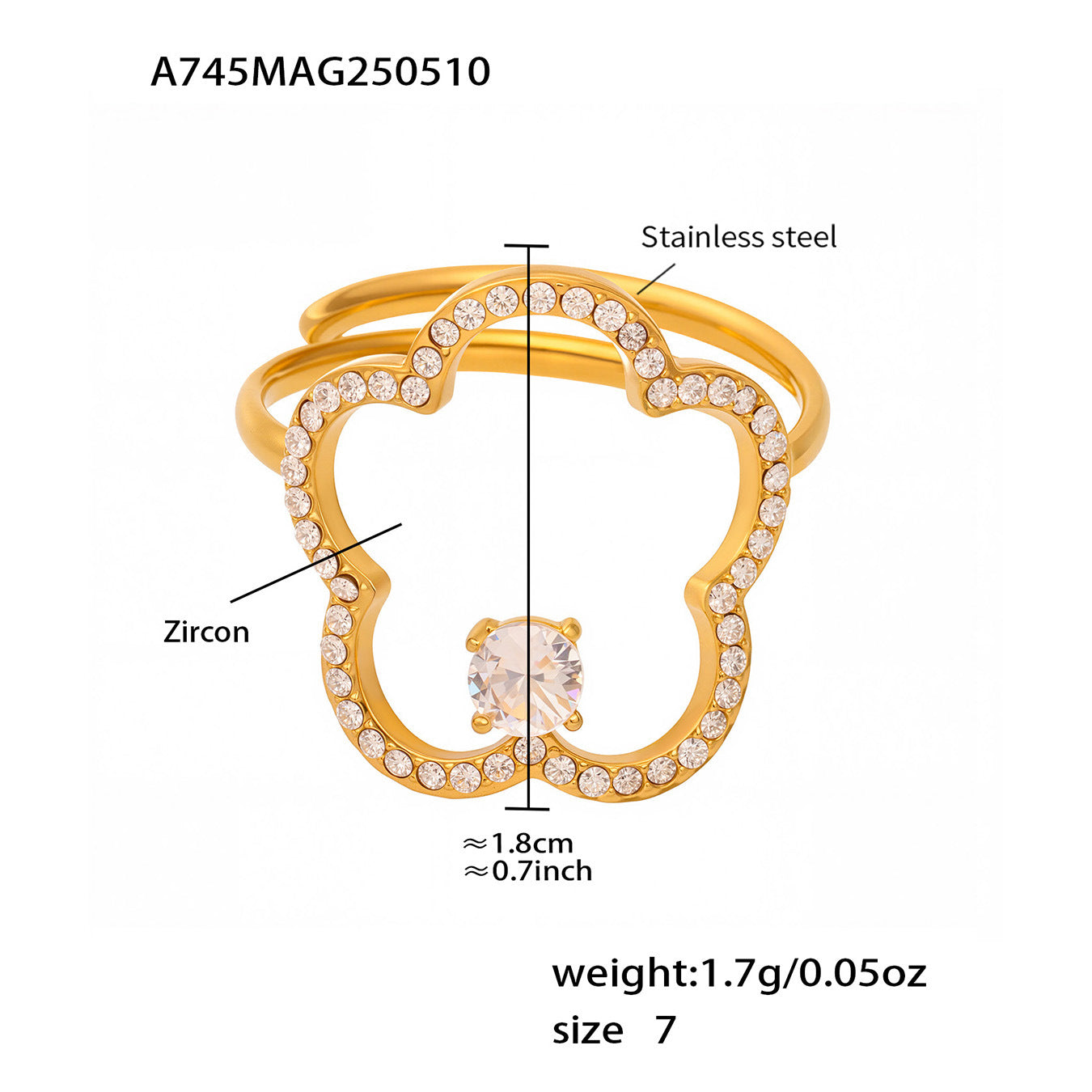 Blooming Cubic Zirconia Open-Band Ring – Luxe Gold & Silver