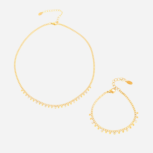 Instyle Charm Round Bead & Tassel 18K Gold Set