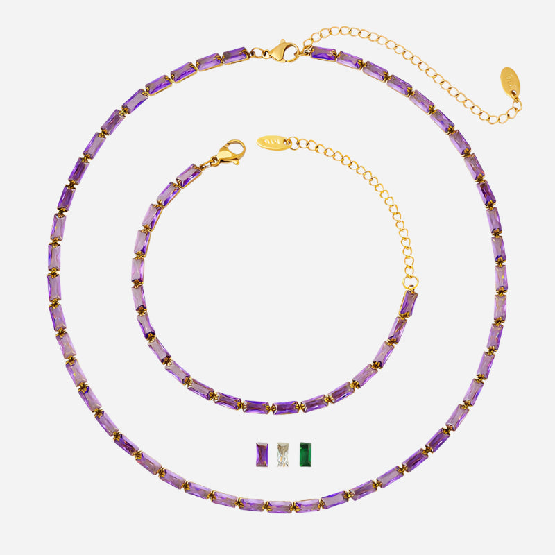 Colorful Zircon Minimalist Necklace | Fashionable Collarbone Chain for Women
