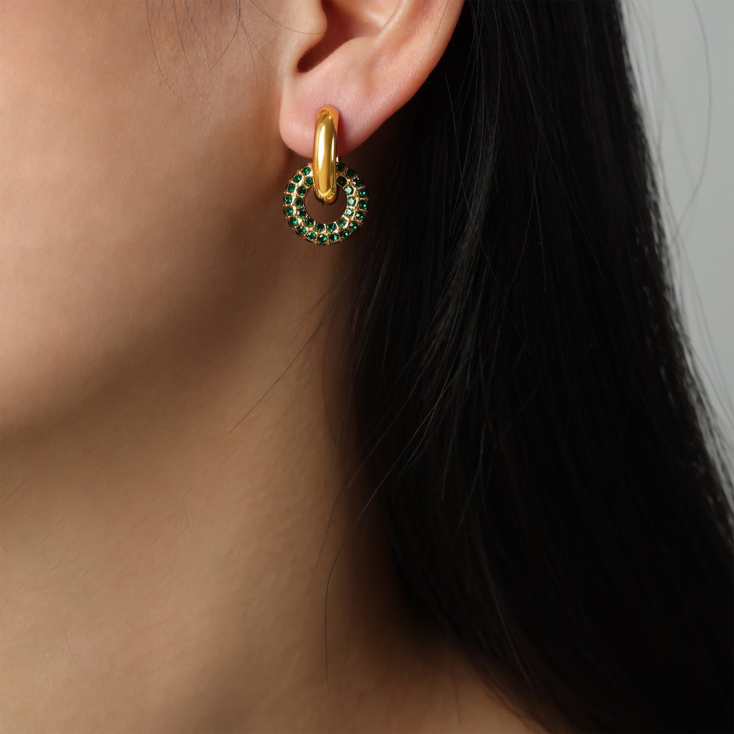 Diamond studded round earrings
