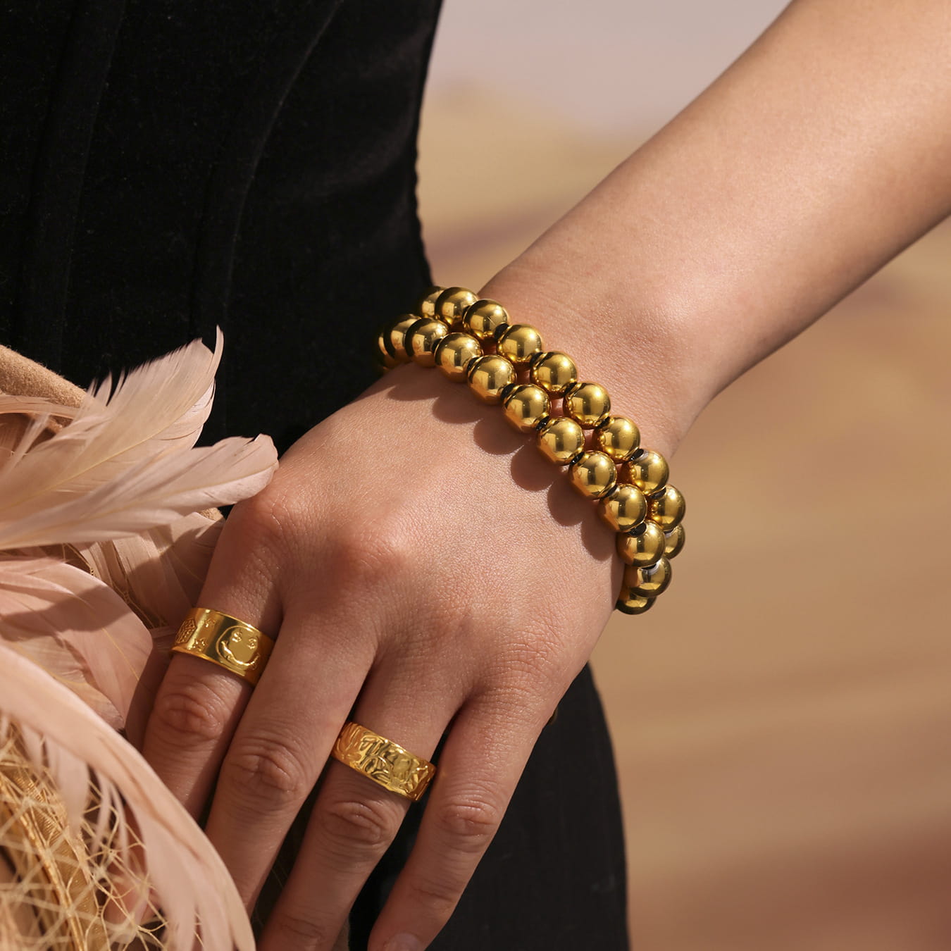 EuroChic Beaded Chain Bracelet with Stainless Steel