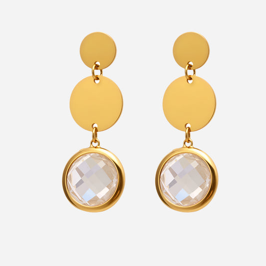 Exquisite Cut Glass disc Tassel Earrings