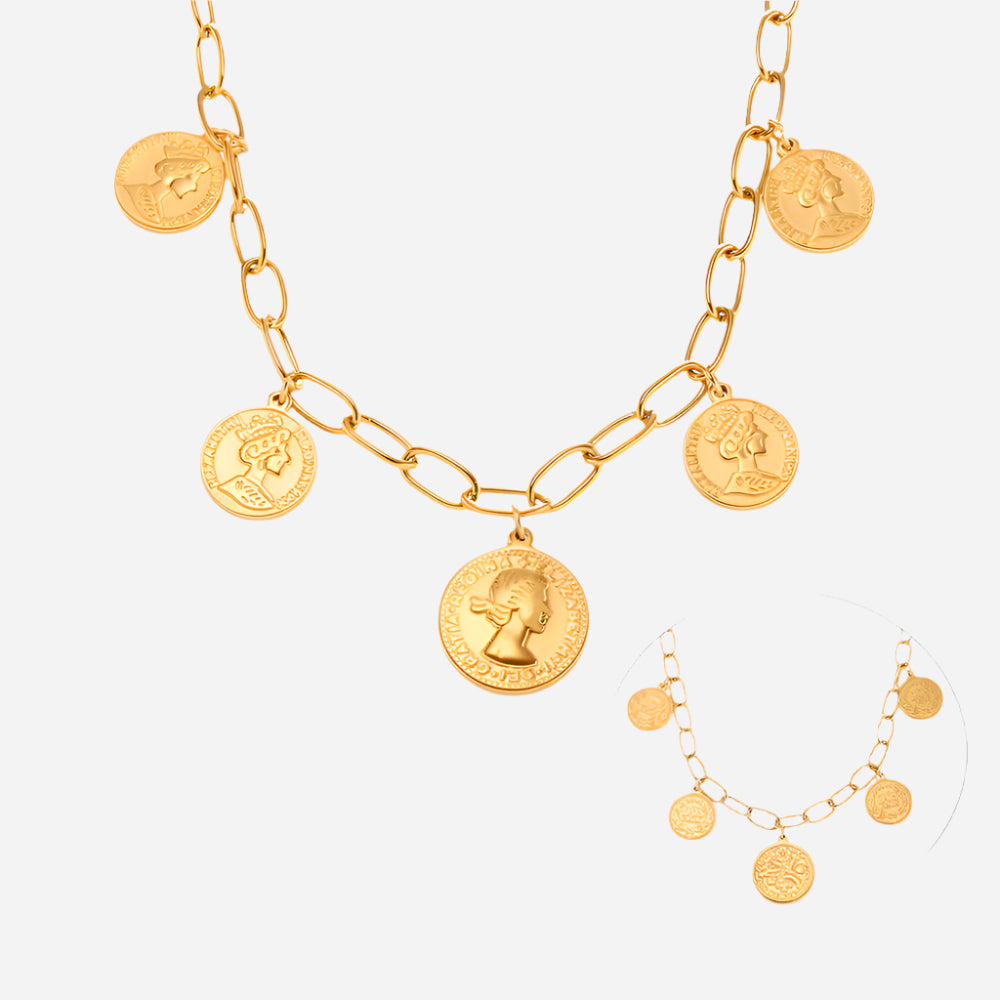 Queen portrait double-sided necklace