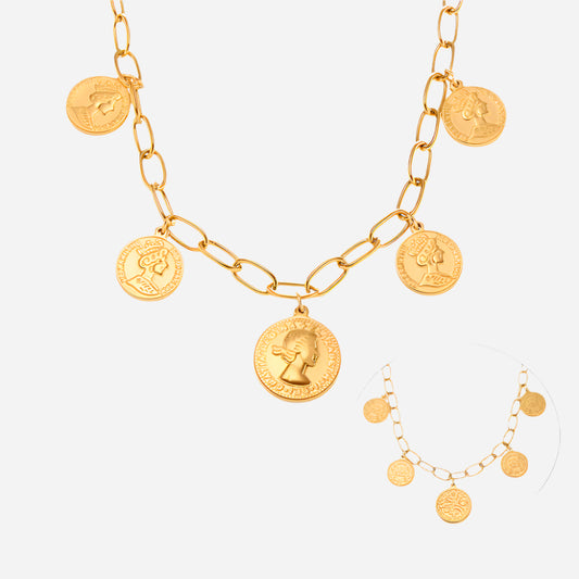 Queen portrait double-sided necklace