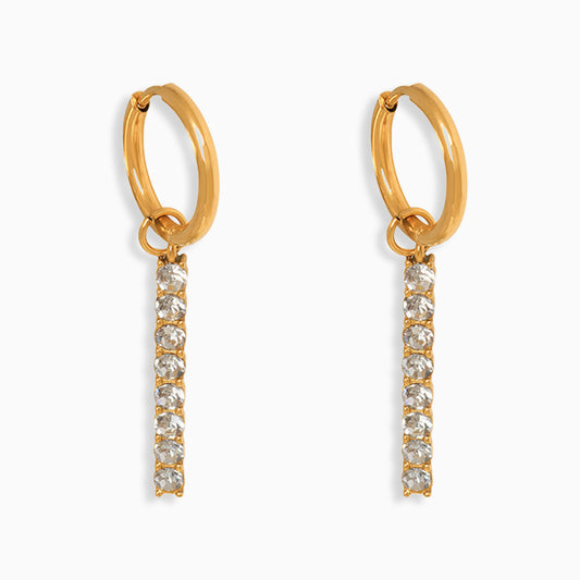 18K Gold-Plated Cubic Zirconia Tassel Earrings