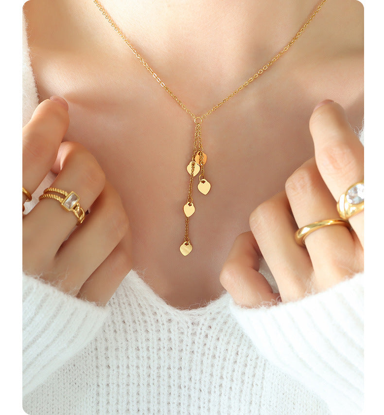 Peach Heart tassel Love Pendant Necklace
