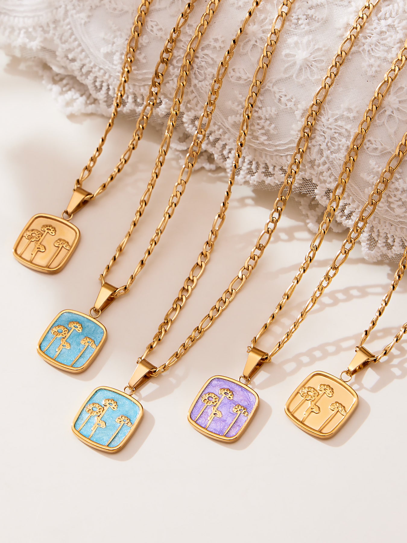 Geometric Square Pendant Necklace