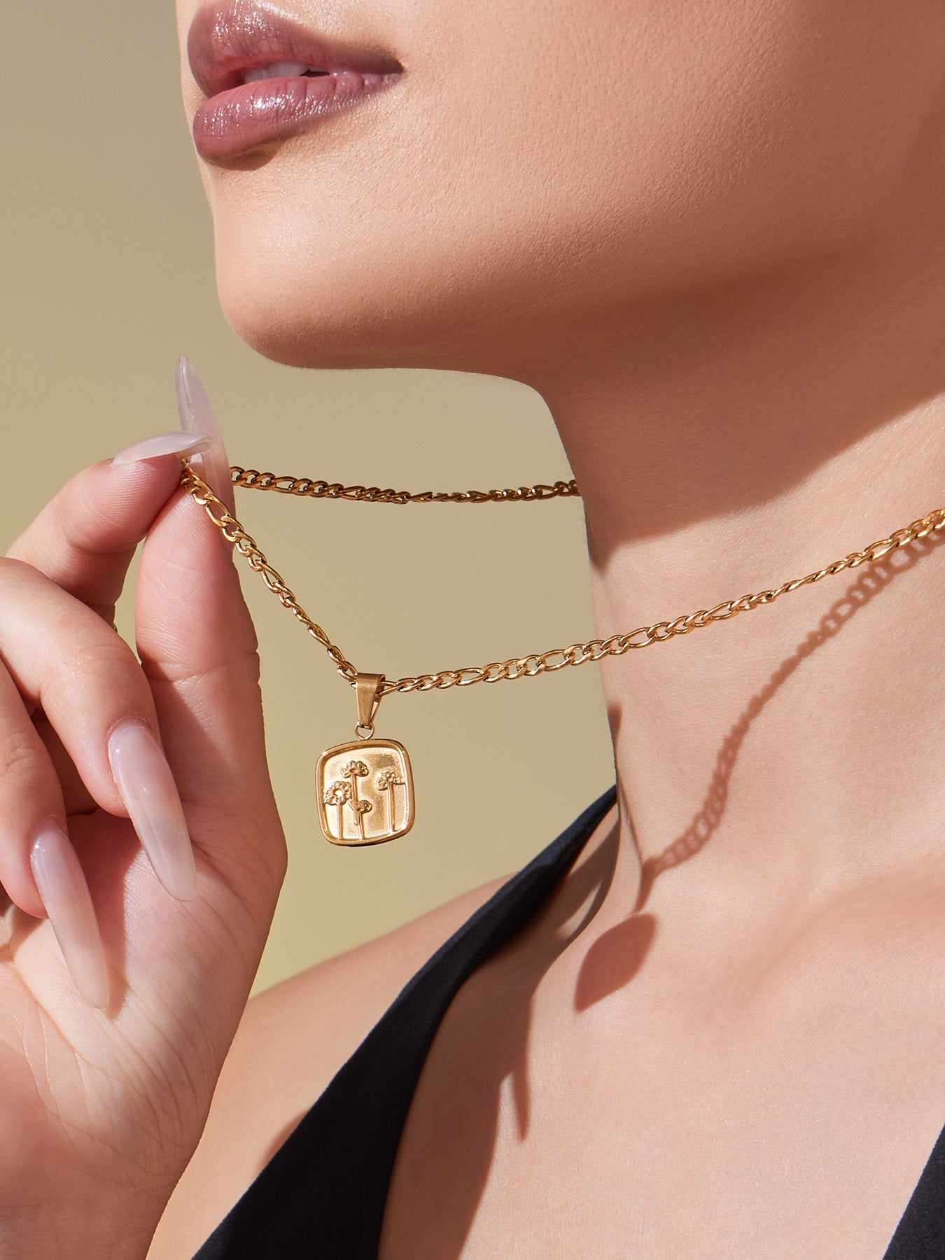 Geometric Square Pendant Necklace