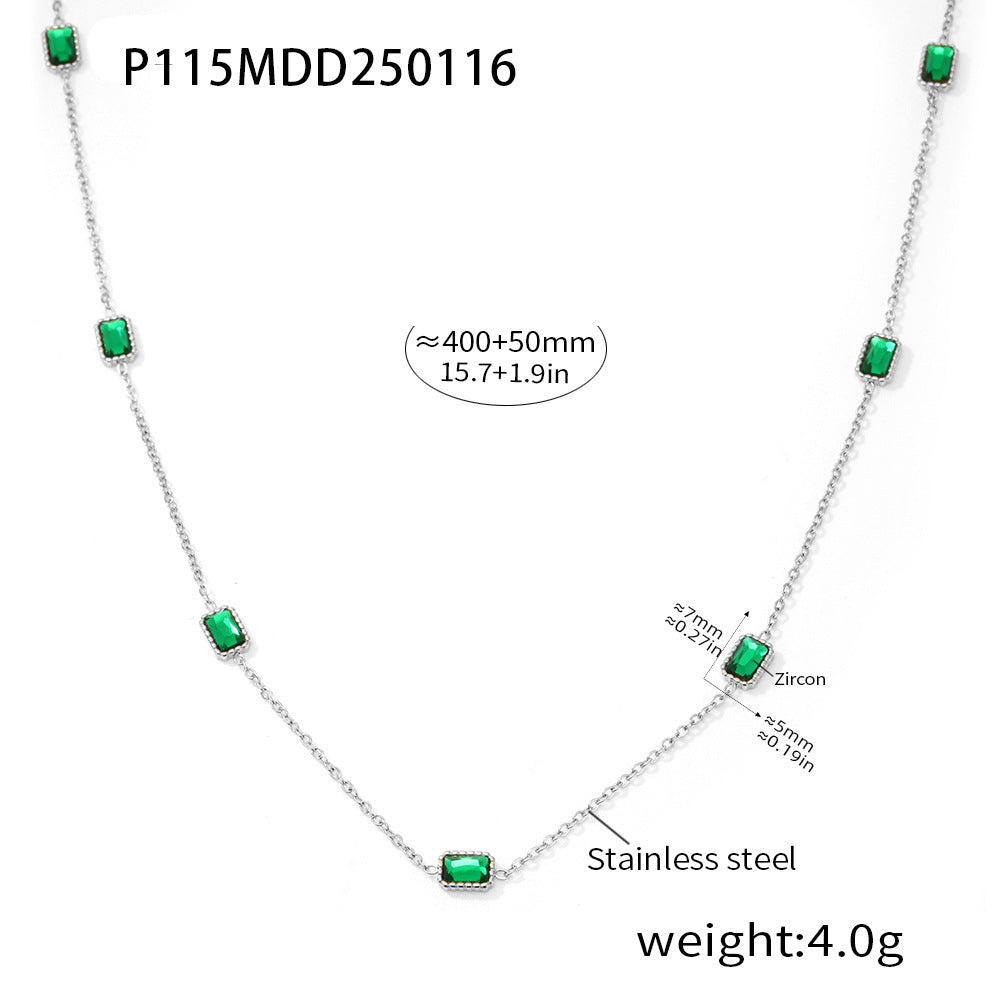 Stainless Steel Handmade Zircon Inlaid Necklaces