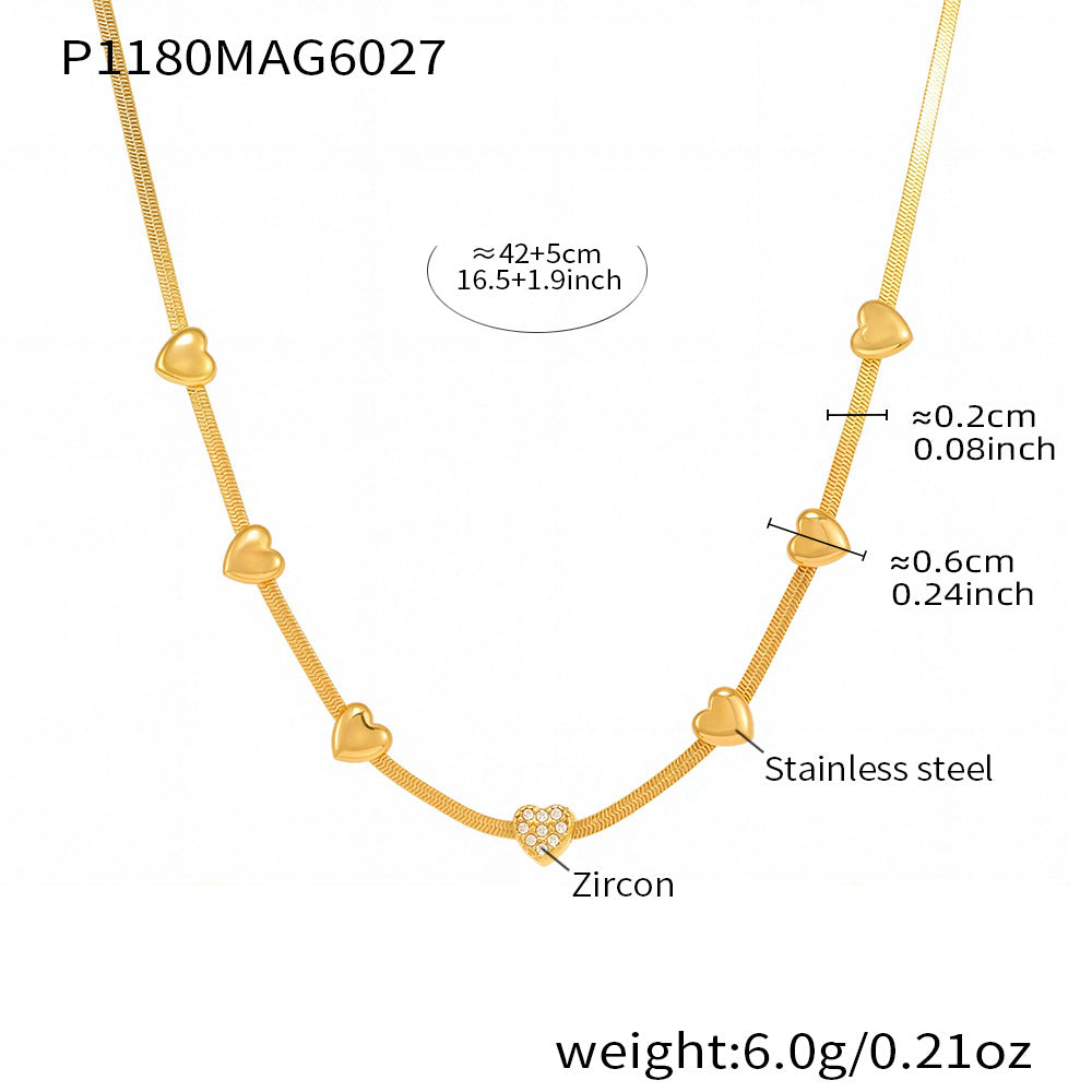 Little Love Zircon Charm Necklace | Multilayer Stainless Steel