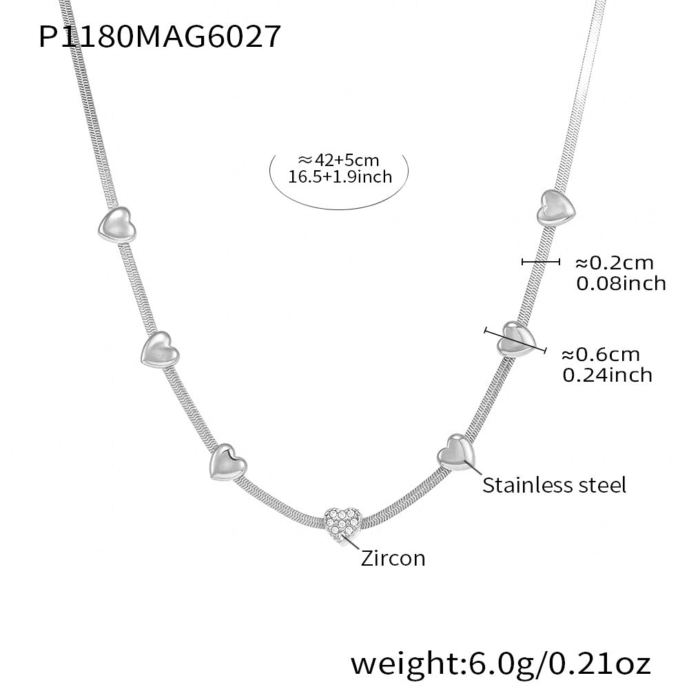 Little Love Zircon Charm Necklace | Multilayer Stainless Steel
