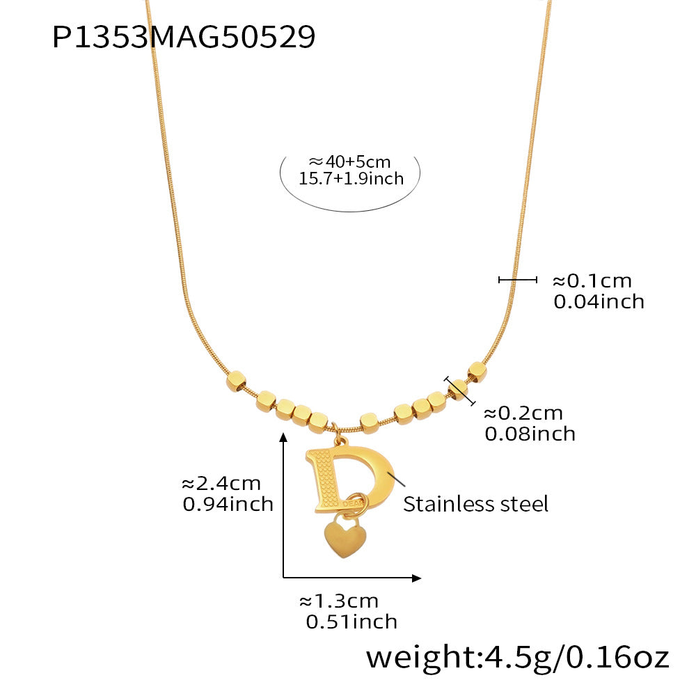 Letter D Stainless Steel Pendant Necklace