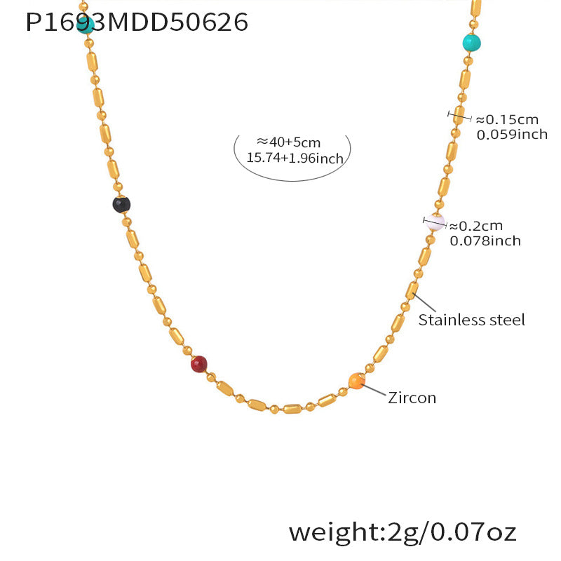 Little Love Zircon Charm Necklace | Multilayer Stainless Steel