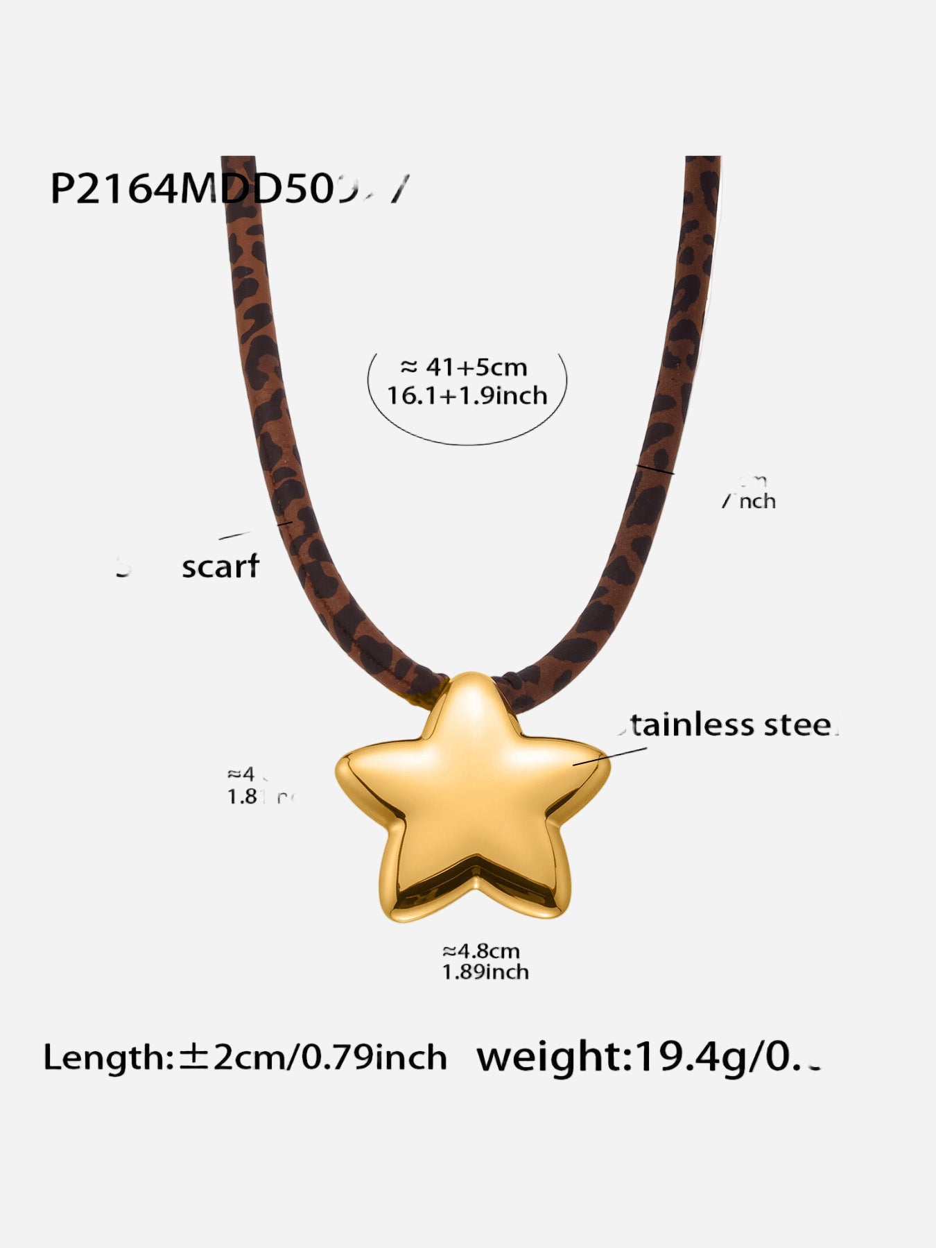 Colección de bufandas de seda y collares de acero inoxidable Bendiciones Celestiales (Estrella)