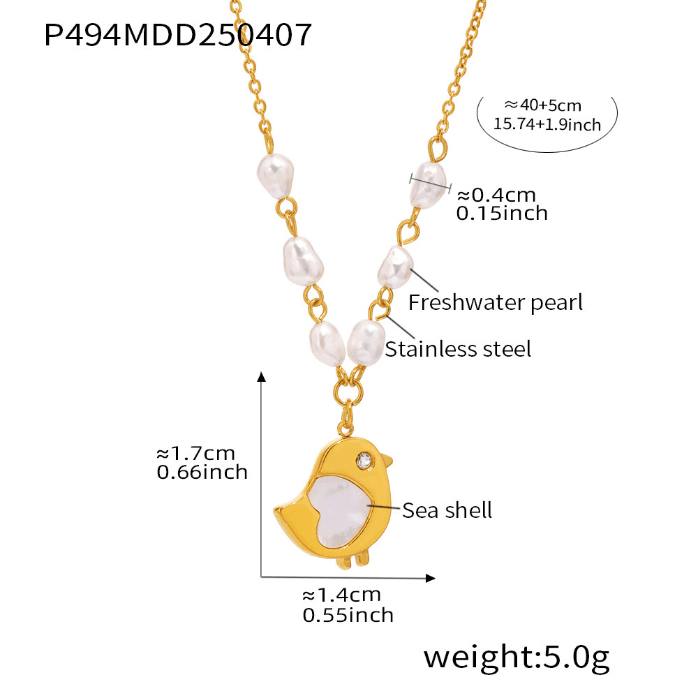 Product Specifications of P494 Gold Shell Chick Freshwater Pearl Necklace 40+5cm