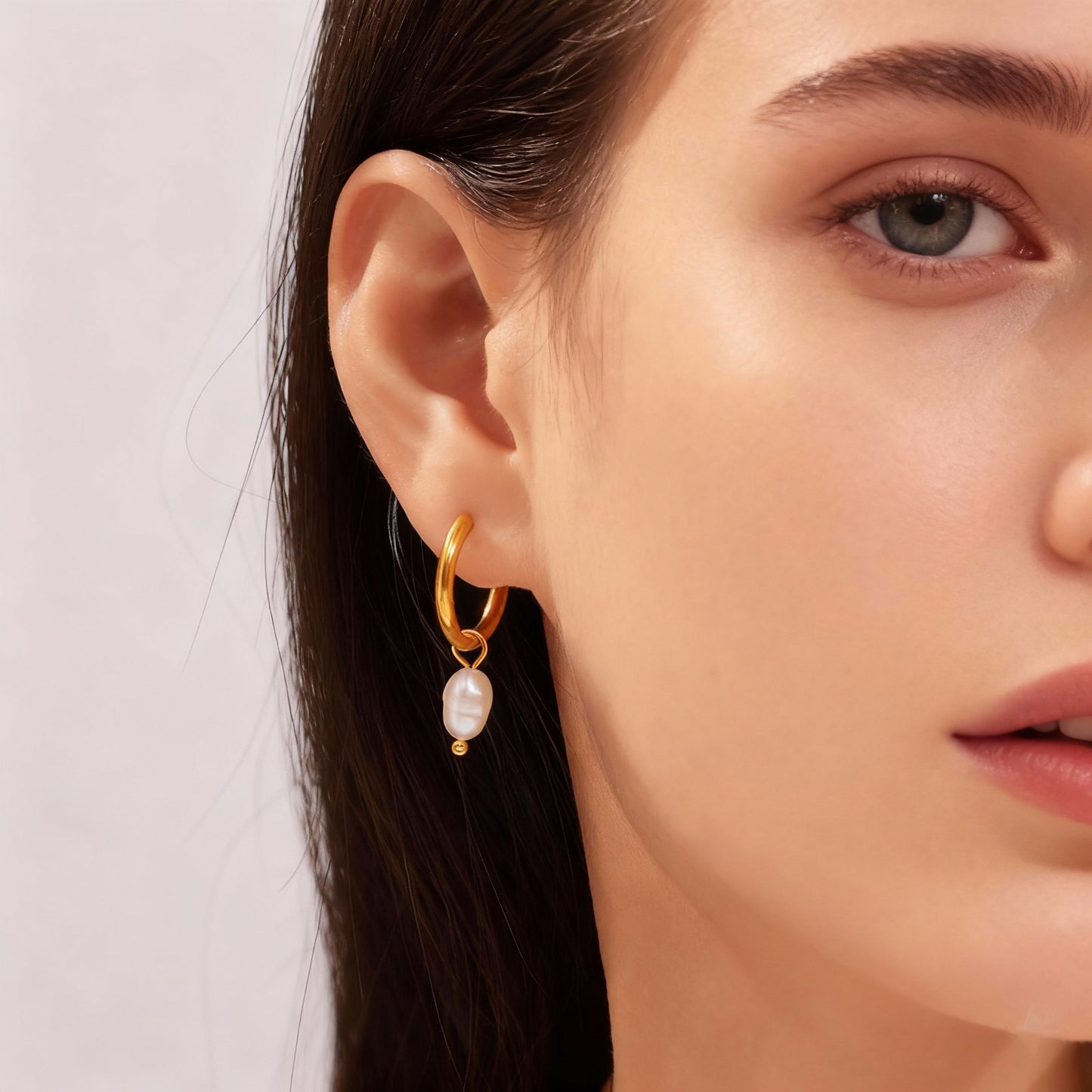 Pendientes de aro con perlas