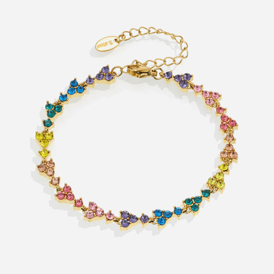 Prism Verse multicolor stainless steel tennis bracelet on white background