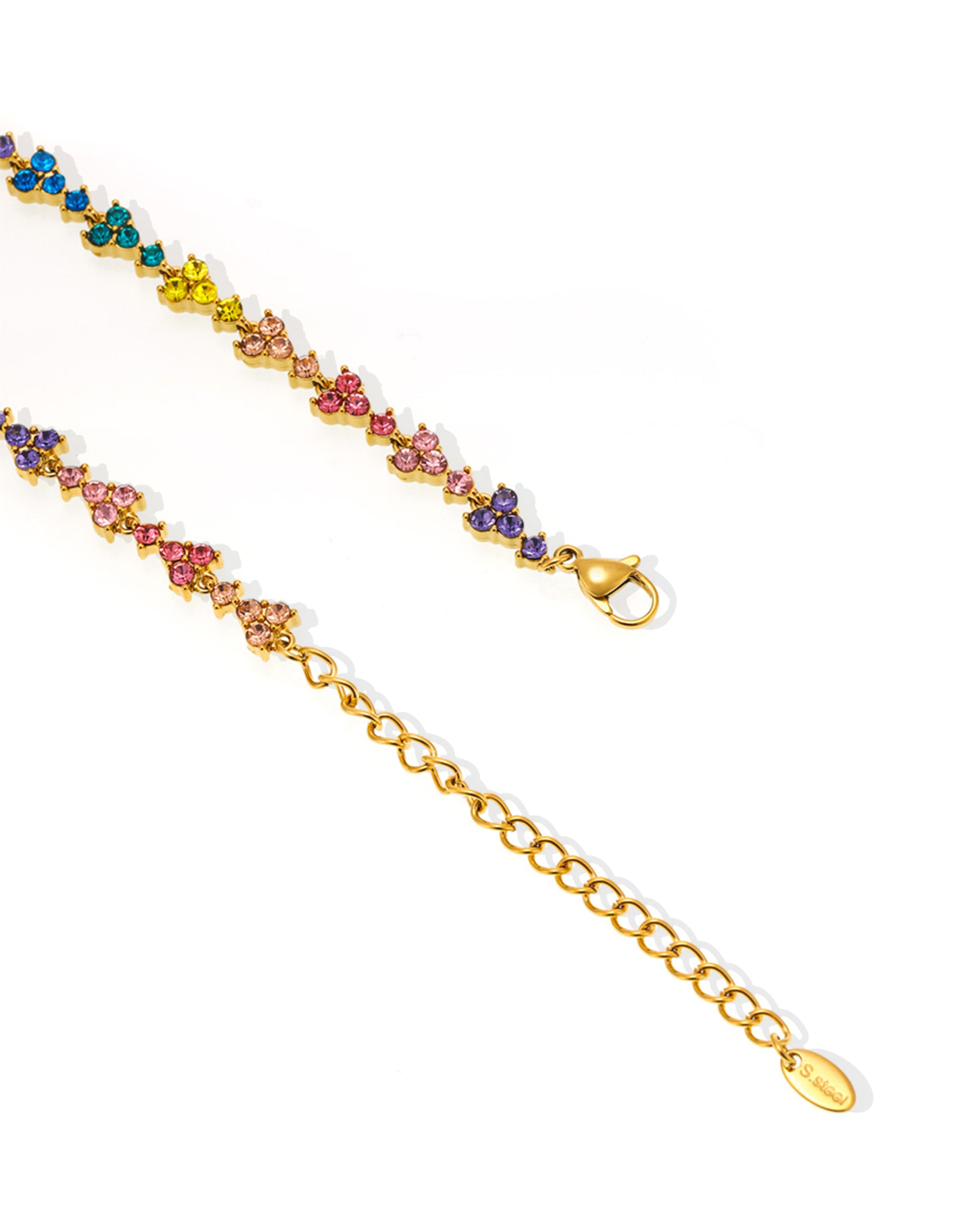 Size and material specifications of Prism Verse multicolor tennis bracelet