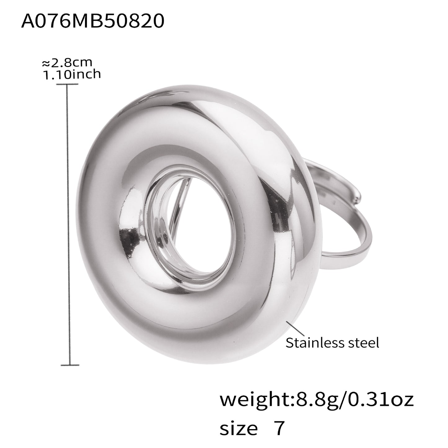 Polished Round Hollow Circle Open Ring Plated With 18k Real Gold Stainless Steel