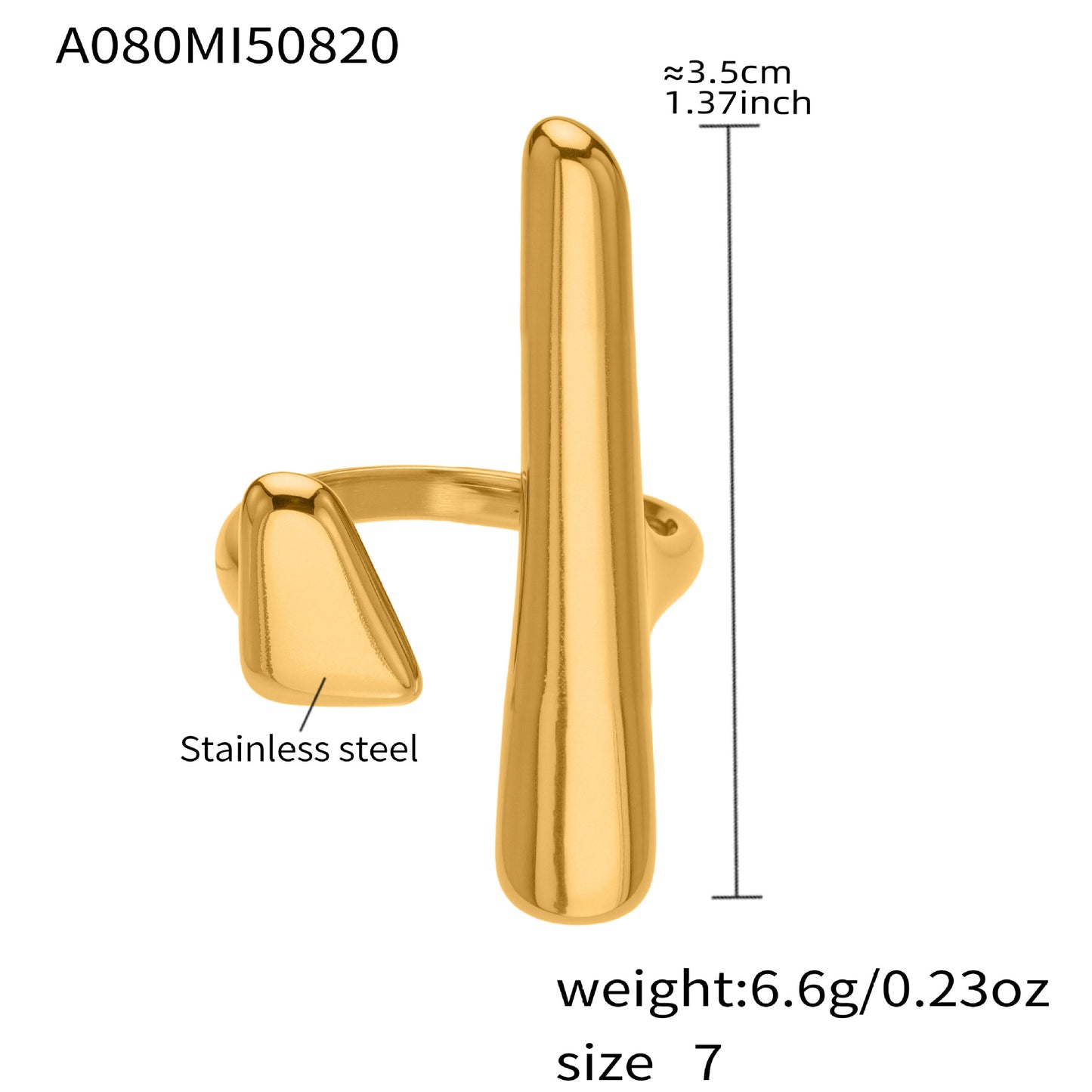 Environmentally Friendly Stainless Steel Adjustable Rings Gold Color