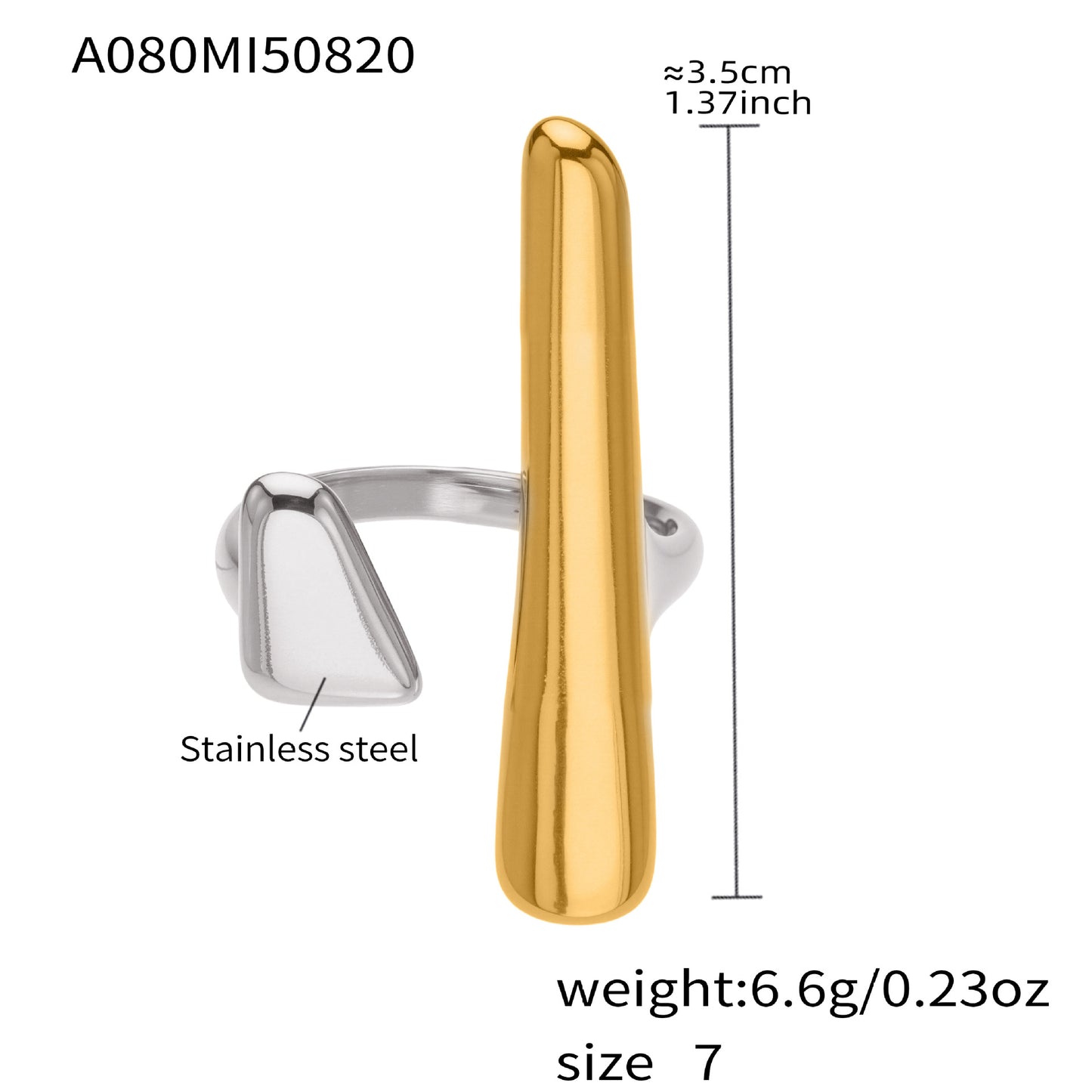 Environmentally Friendly Stainless Steel Adjustable Rings Gold Color