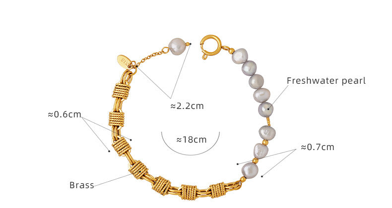 Grey Freshwater Pearl Link Chain Bracelet