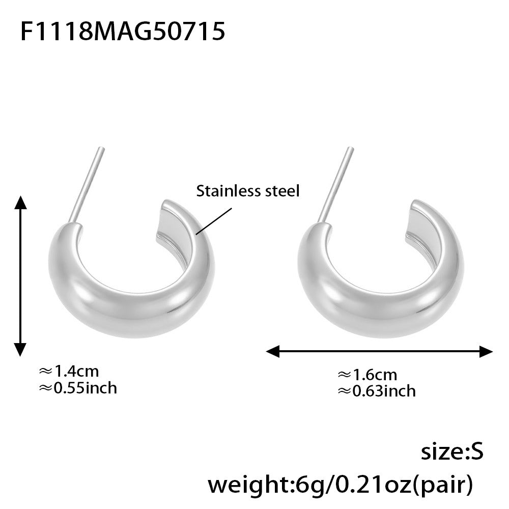 High Polished 18K Gold C-Shaped Circle Earrings