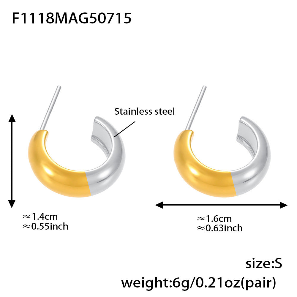 High Polished 18K Gold C-Shaped Circle Earrings