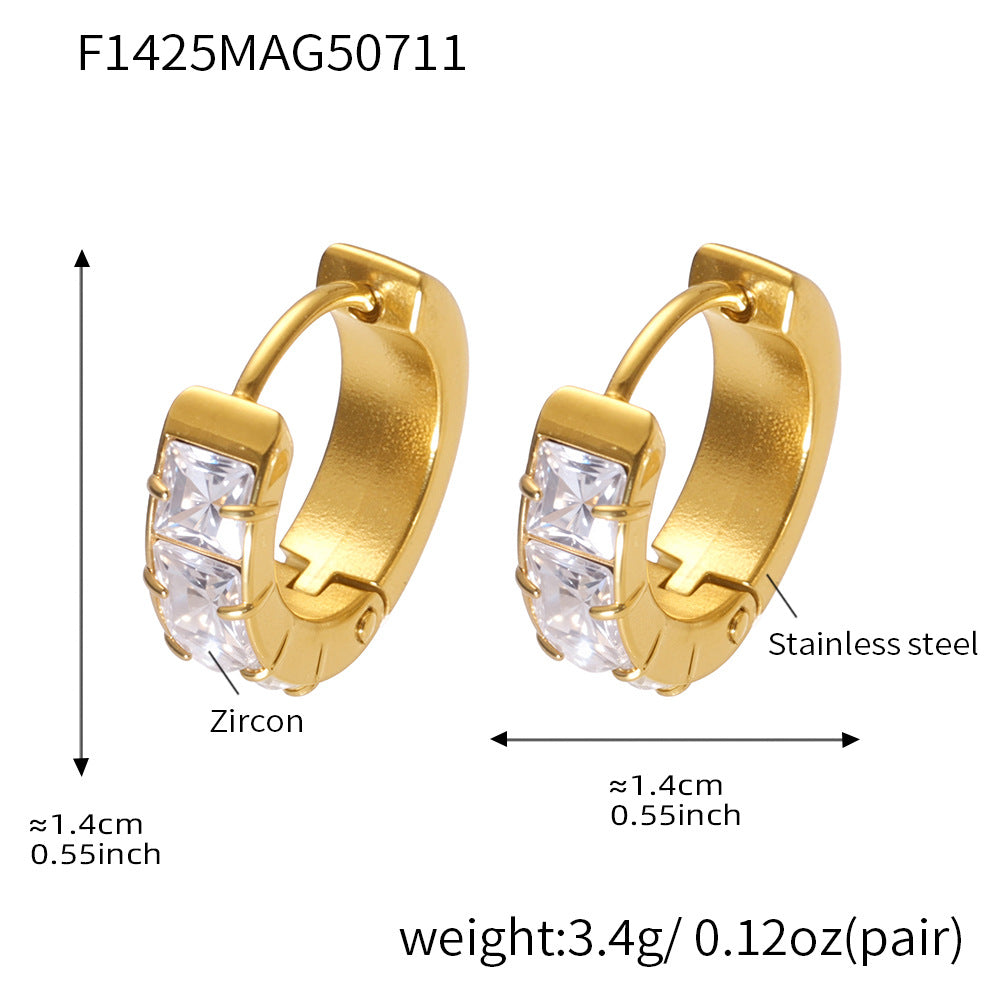 5A Zirconia Hoop Earrings Stainless Steel