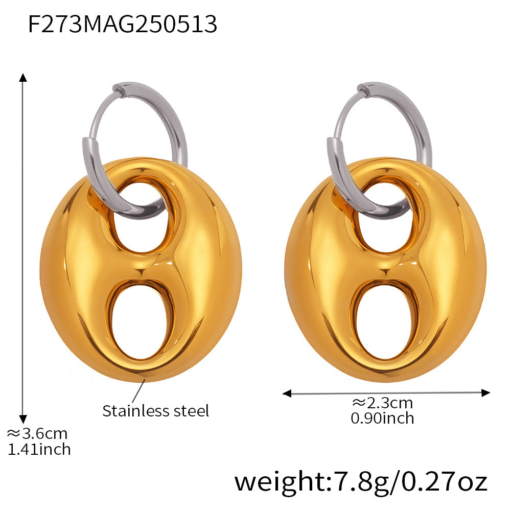 Coffee Bean Design Stainless Steel Earrings For Women