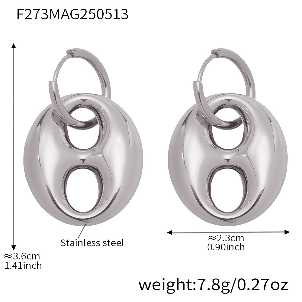 Coffee Bean Design Stainless Steel Earrings For Women