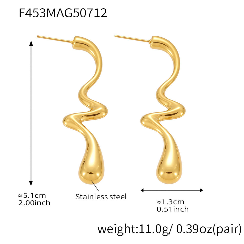 Irregular Teardrop Earrings Stainless Steel