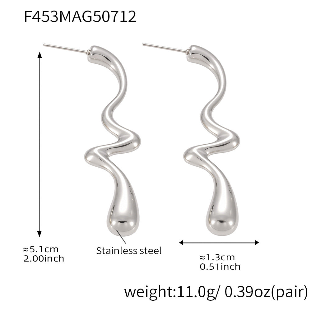 Irregular Teardrop Earrings Stainless Steel
