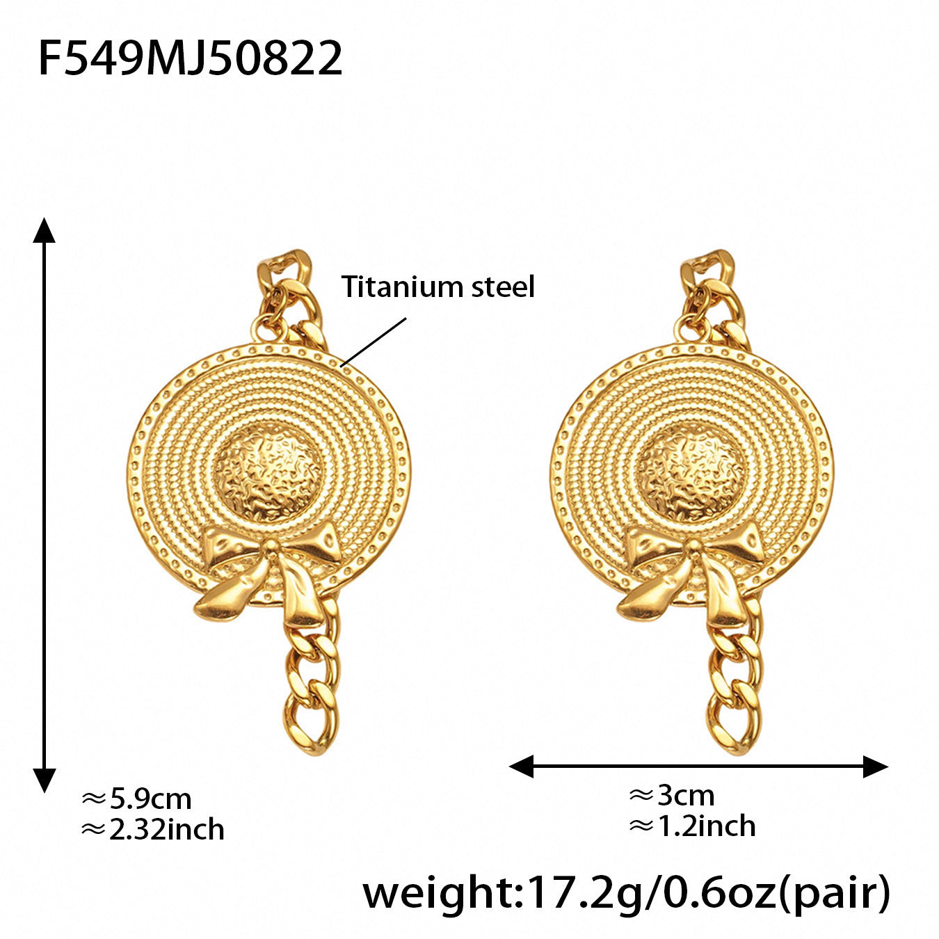 Holiday-style Bow Hat Tassel Earrings Stainless Steel