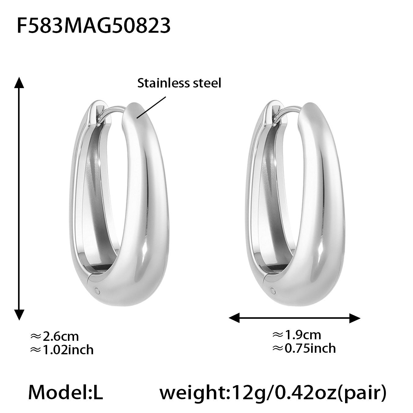 18k Gold-plated U-shaped Earrings Stainless Steel