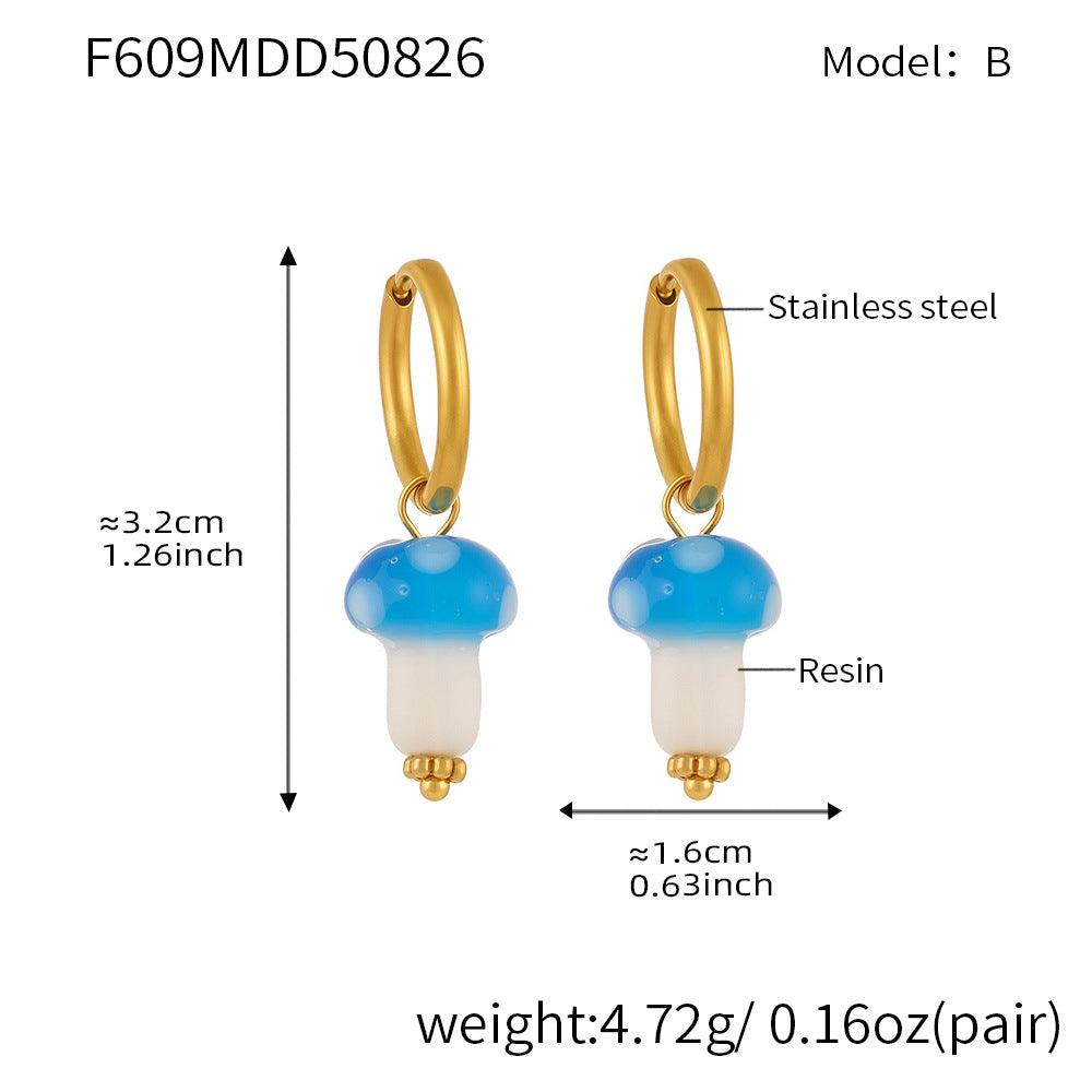 Cute Polka Dot Mushroom Shape Resin Earrings